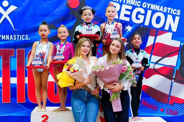 Regional medallists together on the podium with their flowers